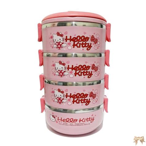 Lunch box 4 layer/ rantang makan susun 4 karakter Hello Kitty